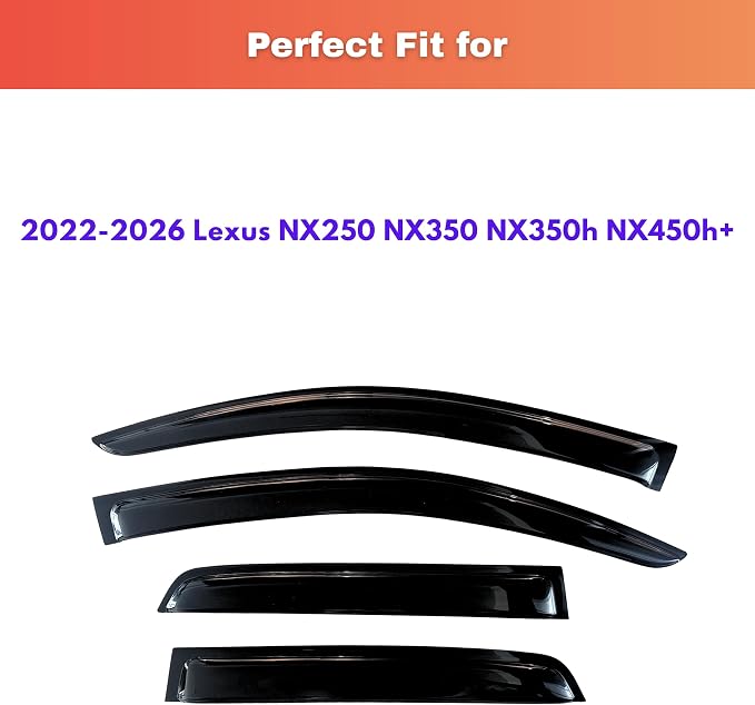 KPY Rain Guards Fit for 2022-2026 Lexus NX250 NX350 NX350h NX450h+, Out-Channel Window Visors Vent Wind Deflectors 4PC, Car Accessories for 22-26 Lexus NX Series