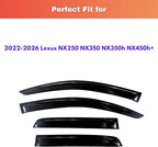 KPY Rain Guards Fit for 2022-2026 Lexus NX250 NX350 NX350h NX450h+, Out-Channel Window Visors Vent Wind Deflectors 4PC, Car Accessories for 22-26 Lexus NX Series