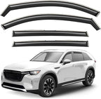 GrandWheel Window Deflectors Smoke Tinted in-Channel Side Window Vent Visor Deflectors Rain Guards Compatible with Mazda CX-90 2024-2026 - 4 pcs. GW0844