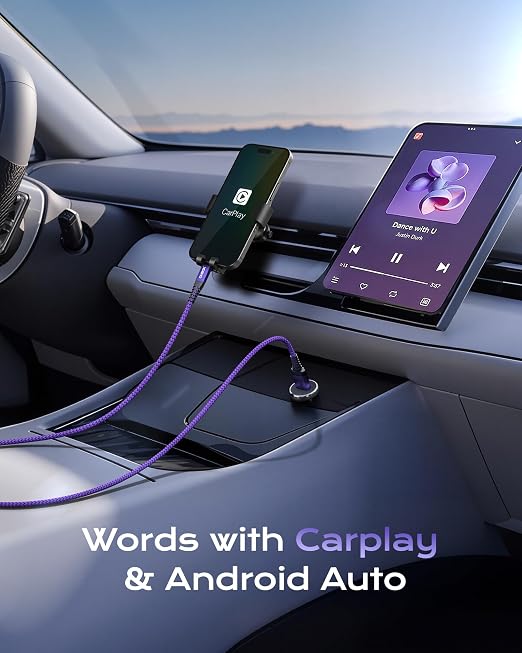 USB to USB C Cable Fast Charging [2 Pack 3FT], USB A to USB C Cable for Car, Durable Braided USB Type C iPhone Charger USBC Cord for iPhone 17/16/15/Pro Max/Plus, Samsung Galaxy S23 and More-Purple
