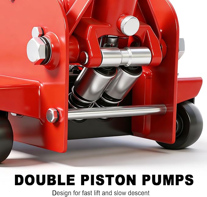 3 Ton Floor Jack, 6600LBS Capacity Hydraulic Car Jack, Low Profile Portable Jack with Dual Pumps, Quickly Lift Steel Service Jack, Lifting Range 3-1/8" Min to 20" Max Red