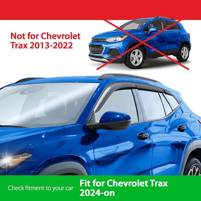 Goodyear Shatterproof Window Deflectors for Chevrolet (Chevy) Trax 2024-2026, Tape-on Rain Guards, Window Visors, Vent Deflector Visor, Car Accessories, 6 pcs. - GY008856