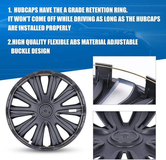 4-Pack 17 Inches Wheel Rim Cover Hubcaps,Redesign Fashion Style Replacement Hubcaps,Car Truck SUV Hub Accessories,Blue&Black