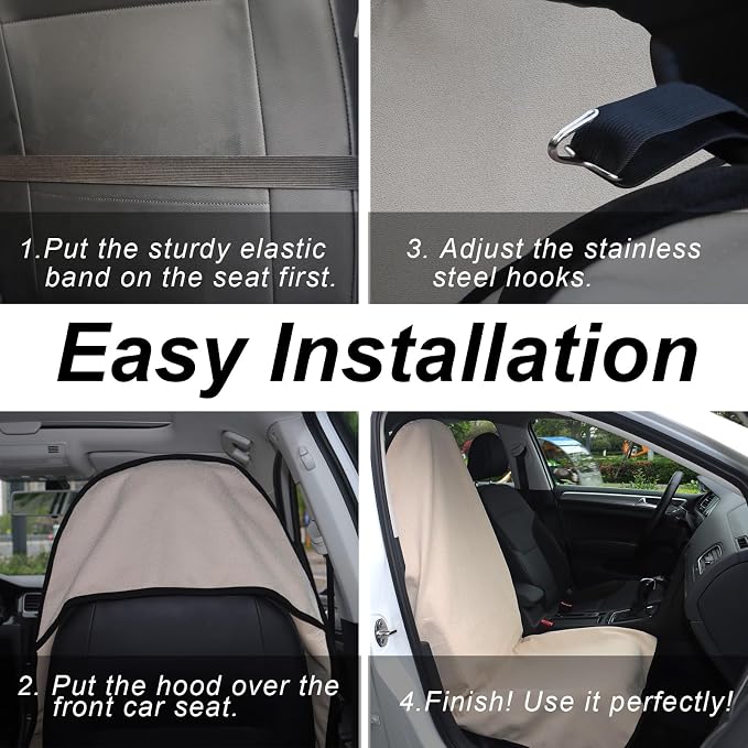 Car Seat Cover Protector Front Seats,for Gym Workout,Running,Swimming,Beach and Hiking,Waterproof Sweat Towel Bucket Seat Covers for Cars SUV Trucks (Off-White, 2Pcs)
