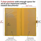 Registration and Insurance Card Holder - Car Organizer - Yellow | Vehicle Glove Box Document Organizer, Auto Essential Paperwork Holder for Contact Information Cards, Interior Car Accessories