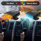 Car Heater, 200W 12V Portable Windshield Defogger and Defroster，2 in 1 Modes Fast Heating &Cooling Fanswith Cigarette Lighter Plug 360 Degree Rotary Base（Black）