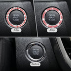 Car Bling Crystal Rhinestone Engine Start Ring Stickers, 1 Single Drainage Drill and 1 Double Drainage Drill Car Start Button Cover, Key Ignition Knob Bling Ring Decals, Bling Car Accessories(Set Red)