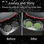 2pcs Bling Car Cup Holder Coaster, 2.75 inch Anti-Slip Shockproof Universal Fashion Car Coasters Insert Bling Crystal Rhinestone Automotive Interior Accessories for Women (2 pcs, Light Green)