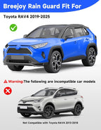 Low-Profile Window Rain Guards Fit for Toyota Rav4 2019 2020 2021 2022 2023 2024 2025, Tape-On Visors Vent Visors Window Deflector Out-Channel Vent Shades for 19-25 Rav 4-6 pcs