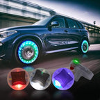 Car Tire Wheel Lights, 4Pcs Air Valve, Solar Valve Cap with Motion Sensors Colorful Flashing LED Light Gas Nozzle for Bicycle Motorcycles