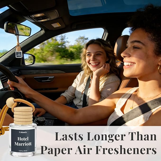 Car Air Fresheners, Hanging Car Freshener Diffuser Inspired by Hotel Marriott, Long lasting Car Odor Eliminator 2 Packs, Car Freshener Accessories for Rearview Mirror