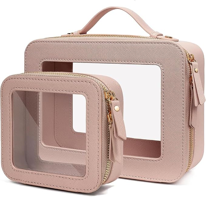 Clear Makeup Bag Small, TSA Approved Portable Toiletry Bag with Zipper Cosmetic Travel Bag Makeup Organizer Case Mini Makeup Pouch for Purse Car Organizer Bag for Women Men