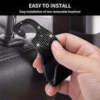 4PCS Bling Car Seat Headrest Hooks, Vehicle Back Seat Purse Handbag Hanging Holder with Crystal Rhinestone, Diamond Storage Organizer Hook,Bling Car Accessories for Women (Black)