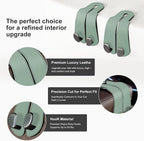 CoBak Purse Hook for Car - Universal Premium Stitched Leather and Aluminum-Magnesium Alloy Double Car Seat Back Storage Hook for Purses, Handbags, Bags (2 Pack),SageGreen