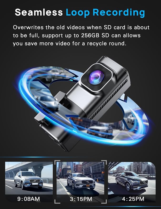 4K Dash Cam Front and Rear, Built-in 5G WiFi, Dash Camera for Cars 4K Front and 1080P Rear, Dashcams for Cars Loop Recording, Gravity Sensor, 24-Hours Parking Mode, SD Card NOT Included