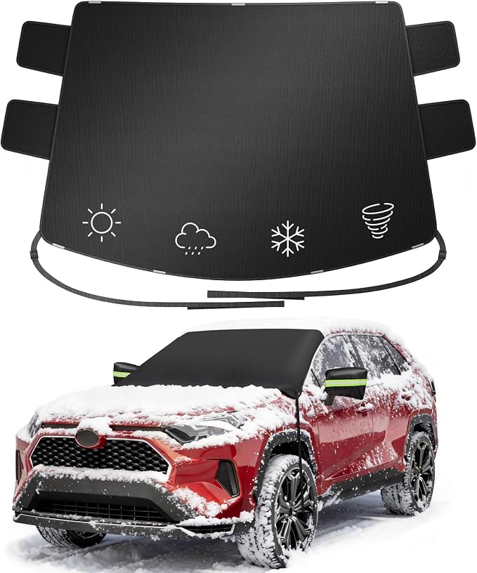2026 Upgrade Car Windshield Cover for Ice and Snow, Windshield Snow Cover for Winter Snow & Frost – 600D Heavy Magnetic Anti-Hail Protector for Winter Weather, Fits Large SUVs & Trucks, X-Large