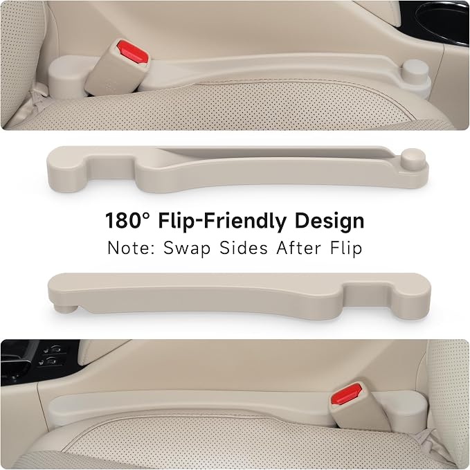 Car Seat Gap Filler Set of 2, Soft Foam Multifunctional Seat Side Gap Filler with Organizer & Hook Function, 3in1 Gap Stopper Universal Fit Car SUV Truck Fill The Gap Between Seat & Console