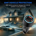 EMP Vehicle Protection, Protector Comes with 2 USB and 1 PDni Interfaces, Lightning, Solar Flare and Surge Protection, Suitable for 12-Volt DC in Cars and Trucks