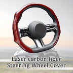 Car Steering Wheel Cover with Comfort Grip, 14.5-15" Carbon Fiber Laser Non-Slip Steering Wheel Protector, Cool Stylish Auto Interior Decor Accessories, Universal for Van SUV Sedan (Red)
