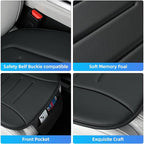 Car Seat Cushion, Comfort Memory Foam Car Cushions for Driving, Breathable Leather Surface with Anti Slip Rubber Bottom, Seat Cushion for Car and Office Chair (2 Pack, Black)