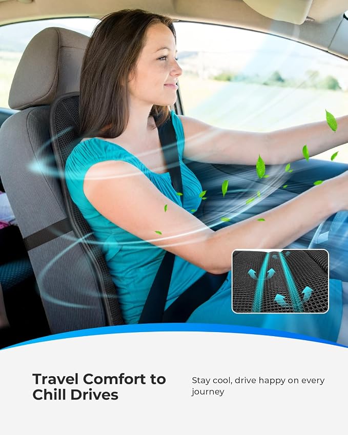 Ventilated Car Seat Cover with Airflow Fan for Pet Travel, Breathable 12V Seat Cushion for Dogs, SUVs, Trucks, and Long Car Rides, Adjustable Air Circulation Pad for Drivers and Pets