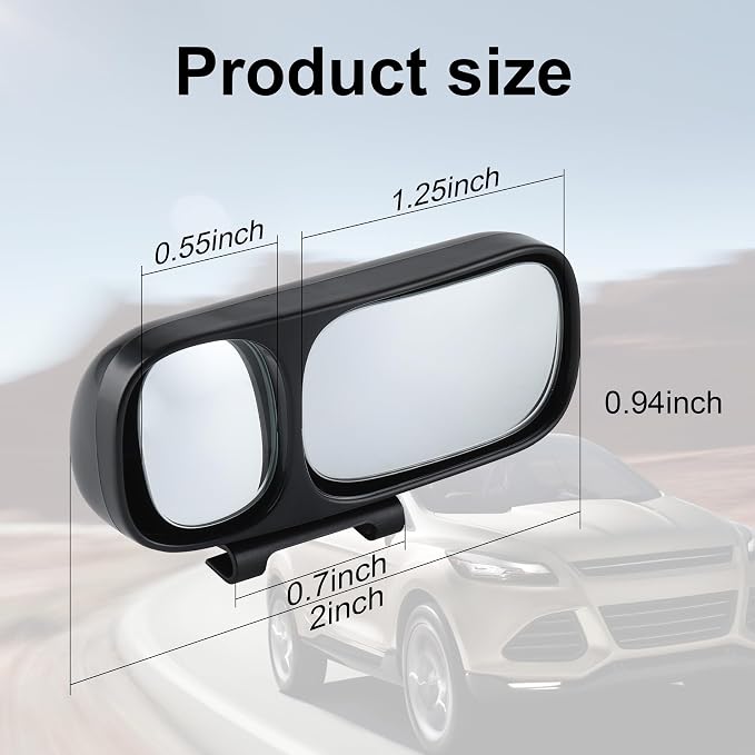 Blind Spot Mirror, Double Adjustable Mounted Blindspot Mirror HD Glass Wide Angle View, Side Rearview Mirror Universal, Right