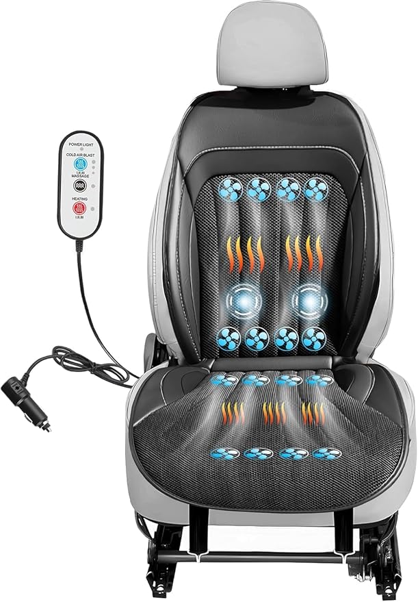 3 in 1 Massage Cushion with Winter, Cooling Seat Covers, Chair Massager for Full Body 12V Car Seat Covers (Summer&Winter -3)