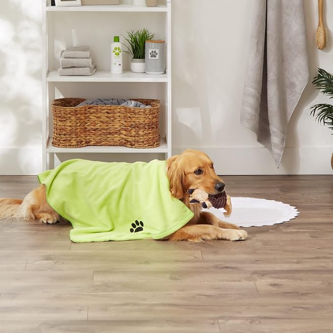Pet Grooming Microfiber Towel, Embroidered Collection, X-Large,41x23.5, Lettuce Green