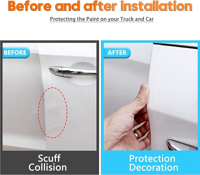 Anti-Scratch Anti-Collision Adhesive Strip Car Door Edge Guard Protector Strip Car Door Scuff Plate Protectors Transparent Invisible Tape for Rear Bumper/Door(66Ft x 0.8In)