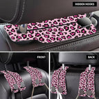 Car Seat Headrest Hooks for Purses and Bags Abstract Pink Leopard 1 Pack Bag Purse Holder for Car with Double Metal Hooks Car Purse Hanger Hanging Accessories