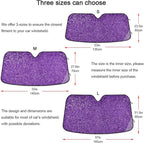 Purple Car Windshield Sun Shade Foldable Sun Shield Shade for Blocks UV Rays Protector-Keeps Your Vehicle Cool for Most Sedans SUV Truck,55"x27.6"