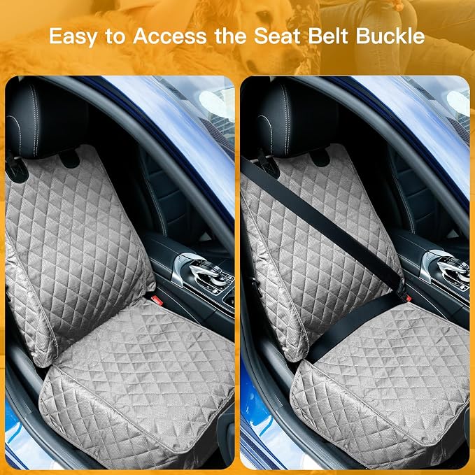 Waterproof Front Seat Car Cover 2 Pack, Full Protection Dog Car Seat Cover with Side Flaps, Nonslip Scratchproof Captain Chair Seat Cover Fits for Cars, Trucks, SUVs, Jeep, Gray (Gray)