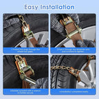 Qoosea Snow Chains 8Pcs Tire Chains Snow Chains for Car SUV Tire Chains with Tightening Buckles Universal Anti-Slip Snow Tire Chains Tire Cables Durable Chains for Tires Heavy Duty
