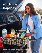 Trunk Organizer - Car Organizer, Foldable Trunk organizer for SUVs & Sedans, Sturdy Car Organization for Car Accessories, Tools, Sundries, Leopard, 2 Compartments, 21.3"×12.6"×10.6"