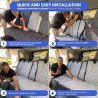 Back Seat Pet Cover for Dogs w/o Hammock – 54" Wide, Waterproof Car Seat Cover, Non-Slip, Heavy-Duty – Fits Cars, SUVs, Small Trucks – 2 Seat Belt & Latch Access – Back Seat Protector (Grey)