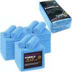 Blue Large Microfiber Cleaning Towels, 36-Pack Dual-Sided Ultra Soft Plush Washcloth, Professional Grade Premium Microfiber Car Cleaning Cloths, Car, Household and Commercial (Sky Blue, 16" X 16")