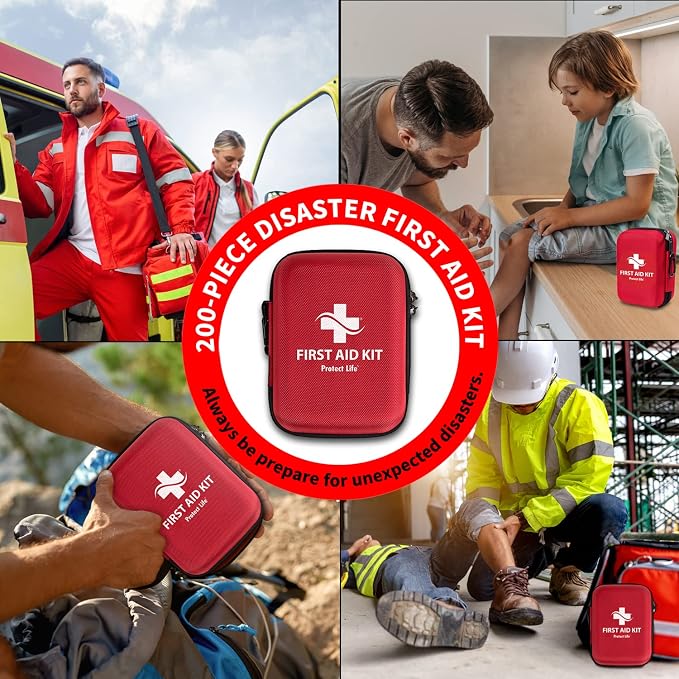 Survival First Aid Kit for Home/Business, Camping Survival Kits | Mini Travel First Aid Kit | Camping Equipment | Small Kits for Car | Outdoor Emergency Survivals Pack - 200pcs