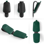 Sunglasses Holder for Car, Leather Magnetic Buckle Sun Visor Sunglass Clip, Ticket Card Storage Glasses Clip, Car Interior Accessories for Men and Women（2PCS Black-Green）