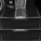 Waterproof Universal Faux Leather 3Row Car Floor Mats, Black Car Mats Fit for SUV,Vans,sedans, Trucks,Set of Vehicles Car Carpet with Driver Heel Pad and Anti-Slip Nibs Backing (Black 3Row)