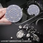 4PCS Bling Crystal Rhinestone Cup Holder Coaster, 2.75 inch Soft Silicone Anti-Slip Shockproof, Car Cup Holder Insert Coasters, Universal Car Interior Accessories for Women (Gray & White)