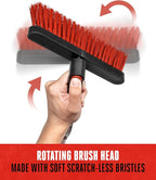 Motor Trend Ice Scraper with Extendable Handle and Rotating Brush Head - Tough Rubber Grip Snow Brush/Broom/Frost Remover for Car and Truck Windshields/Mirrors, Winter Storm Survival Kits