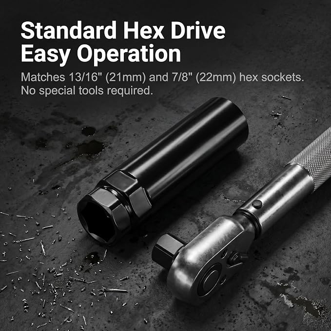 Large 7 Spline Lug Nut Socket, Car Wheel Lock Removal Tool, Replacement Lock Key for Aftermarket 7-Spline Wheel Nuts, for 21 mm (13/16 Inch) & 22 mm (7/8 Inch) Hex Socket Wrench