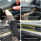Car Interior Trim Strips,Universal 9.8 ft Car Electroplating Decoration Styling Door Dashboard, Flexible Interior Trim Accessories with Installing Tool(Yellow)