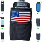 Large Car Cup Holder Expander, Fits Large 24/36/40/46oz Water Bottles, Big Drinks Holder Bag- Universal Auto Vehicle for Cars, SUV & Truck RV's Golf-carts (Black-US Flag)