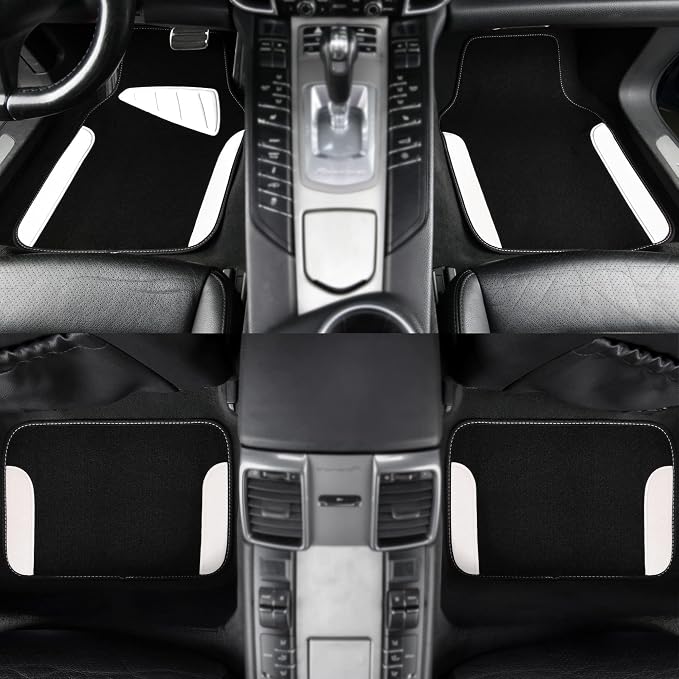 Waterproof Universal Fit Car Floor Mats, Car Mats Fit for SUV,Vans,sedans, Trucks,Set of 4pcs Car Carpet with Driver Heel Pad (White)