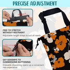 Car Garbage Bag Orange and White Floral and Butterfly Drawstring Car Trash Bag Hanging for Back Seat with Adjustable Buckle Canvas Vehicle Trash Can Easy-to-Install