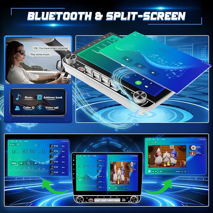 4+64G Car Radio for Honda CRV 2007-2011 Stereo with Wireless Carplay Android Auto, 10.1'' Touchscreen for Honda CRV GPS Navigation Bluetooth WiFi Rear Camera FM Mirrorlink Split Screen SWC