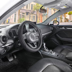 Car Steering Wheel Cover for Prius Civic Model 3 Model Y Camaro, Small Size 14-14.25 inch, Black Microfiber Leather