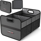 Car Trunk Organizer, Collapsible Two Compartment Organizer, Foldable SUV & Truck Storage for Car Accessories for Women Men, Non Slip Bottom, Sturdy Side Walls, Strong Handles, 45L