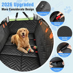 Megadream Dog Car Seat Cover Hard Bottom Back Seat Extender for Dogs 260LBS | Waterproof Scratch Resistant Rear Seat Pet Hammock with Mesh Window, Universal Fit for Sedan SUV Pickup Truck